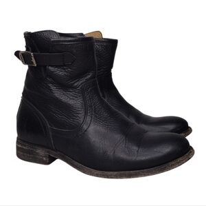 Frye Pippa Black Leather Back Zip Ankle Booties Sz 6.5B